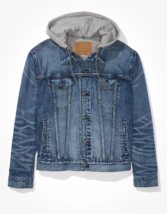 AE Hooded Denim Trucker Jacket 5 AE Hooded Denim Trucker Jacket - Image 3