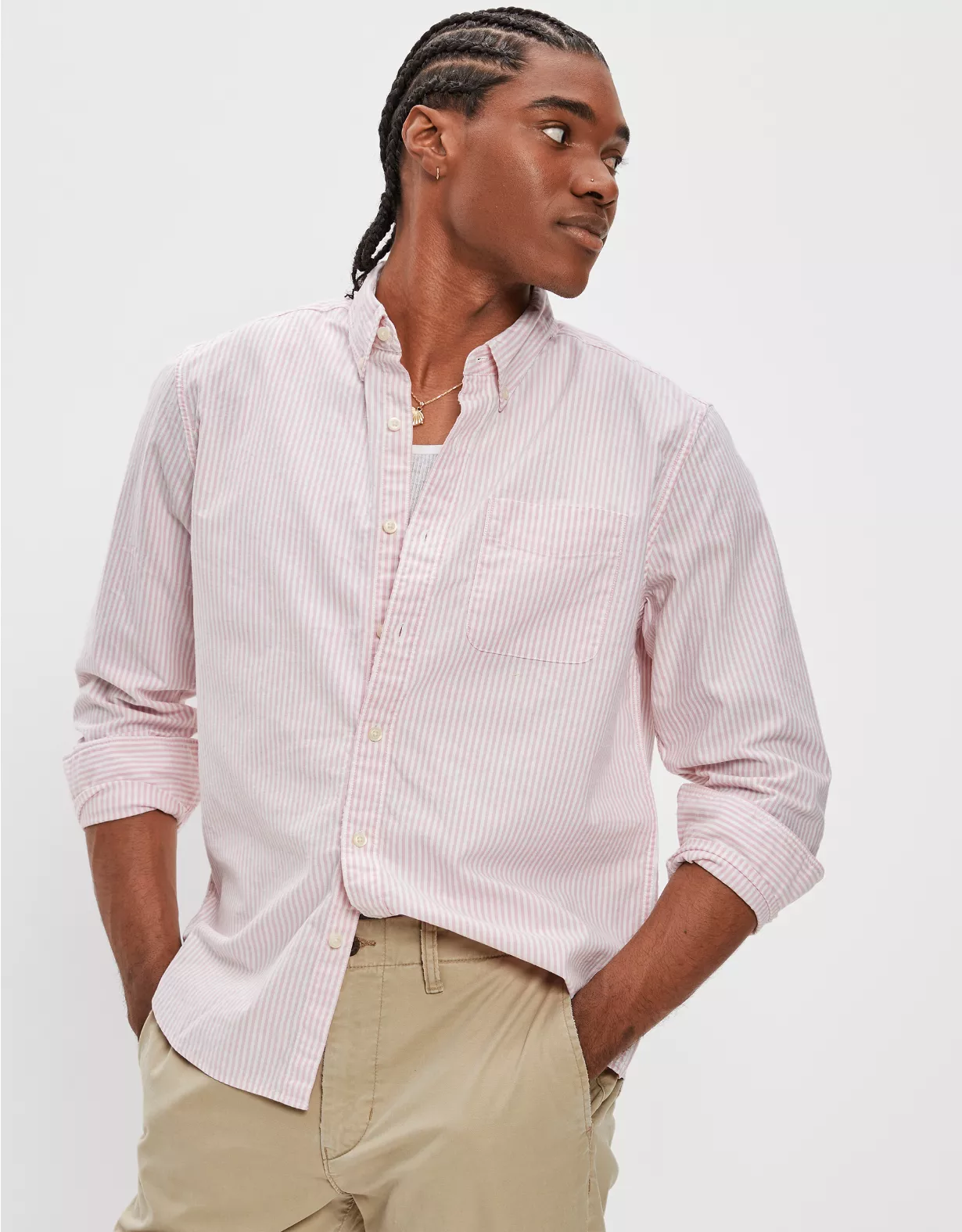 AE Everyday Striped Oxford Button-Up Shirt 3 AE Everyday Striped Oxford Button-Up Shirt