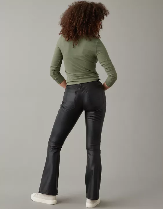 AE Curvy Super High-Waisted Kick Bootcut Vegan Leather Pant 4 AE Curvy Super High-Waisted Kick Bootcut Vegan Leather Pant - Image 2