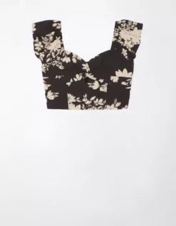 AE Cropped Twist-Front Flutter-Sleeve Top -Aerie 0358 5361 001 f