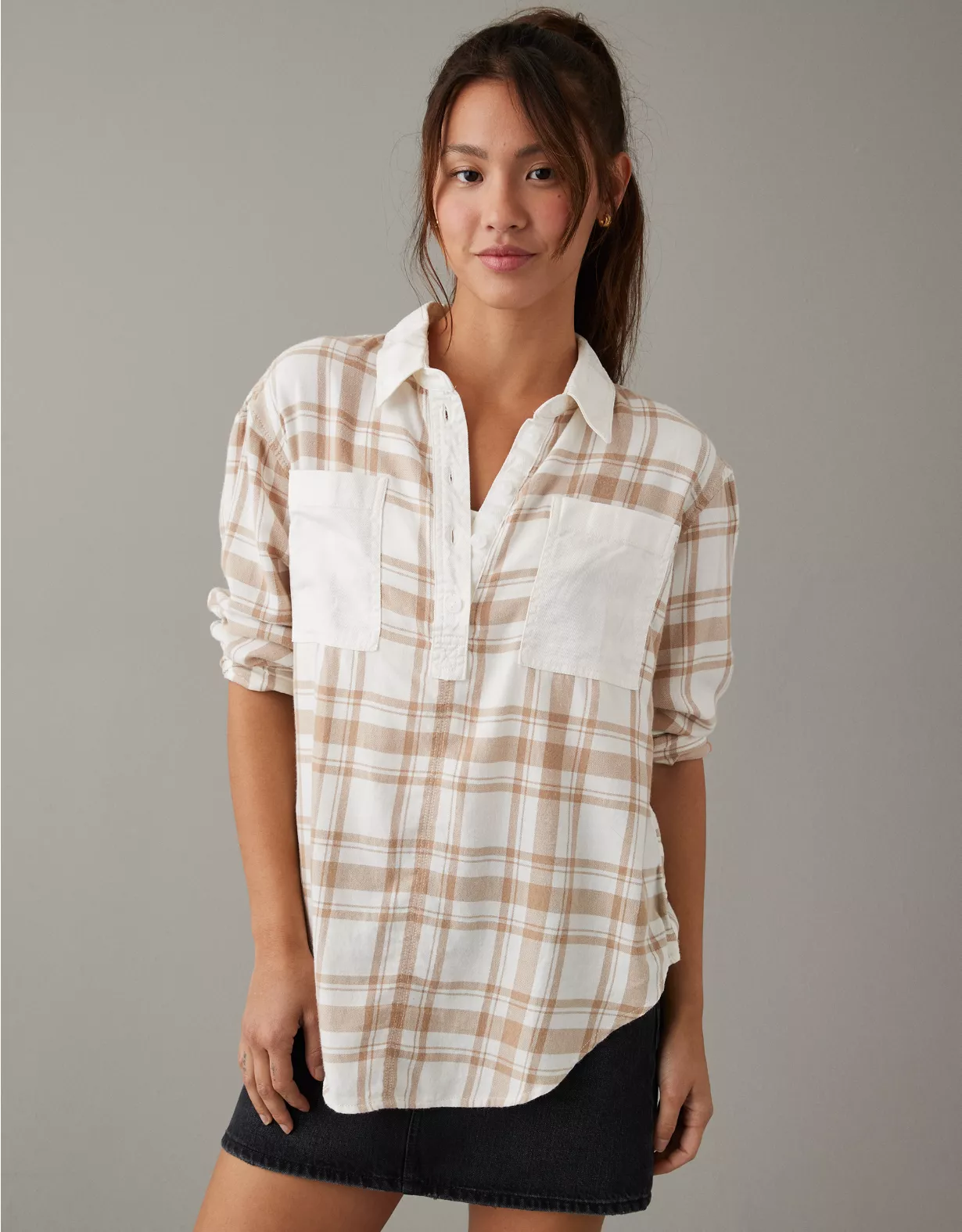 AE Oversized Plaid Pullover Shirt 3 AE Oversized Plaid Pullover Shirt