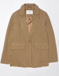AE Oversized Plaid Boyfriend Blazer -Aerie 0383 3394 202 f