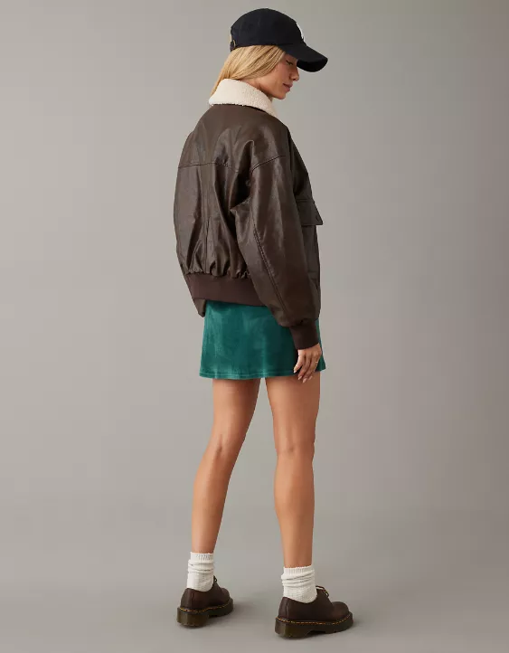 AE Sherpa Leather Bomber Jacket 4 AE Sherpa Leather Bomber Jacket - Image 2