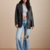 AE Oversized Vegan Leather Boyfriend Blazer -Aerie 0383 3443 001 of
