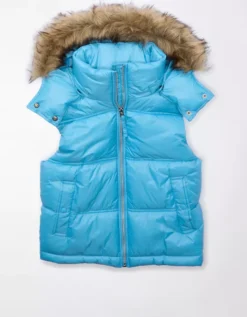 AE Faux Fur Hooded Puffer Vest 7 AE Faux Fur Hooded Puffer Vest -Aerie 0384 3422 400 f
