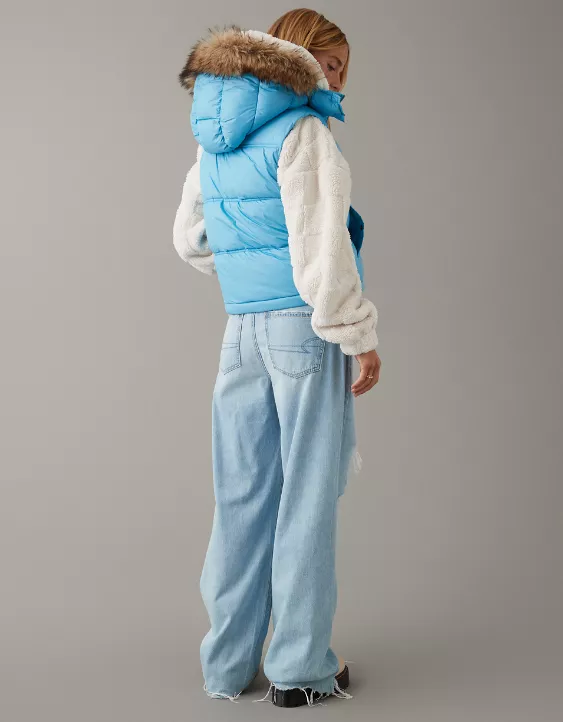 AE Faux Fur Hooded Puffer Vest 4 AE Faux Fur Hooded Puffer Vest - Image 2