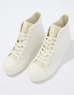 AE Mixed Material High-Top Sneaker -Aerie 0414 6019 100 b