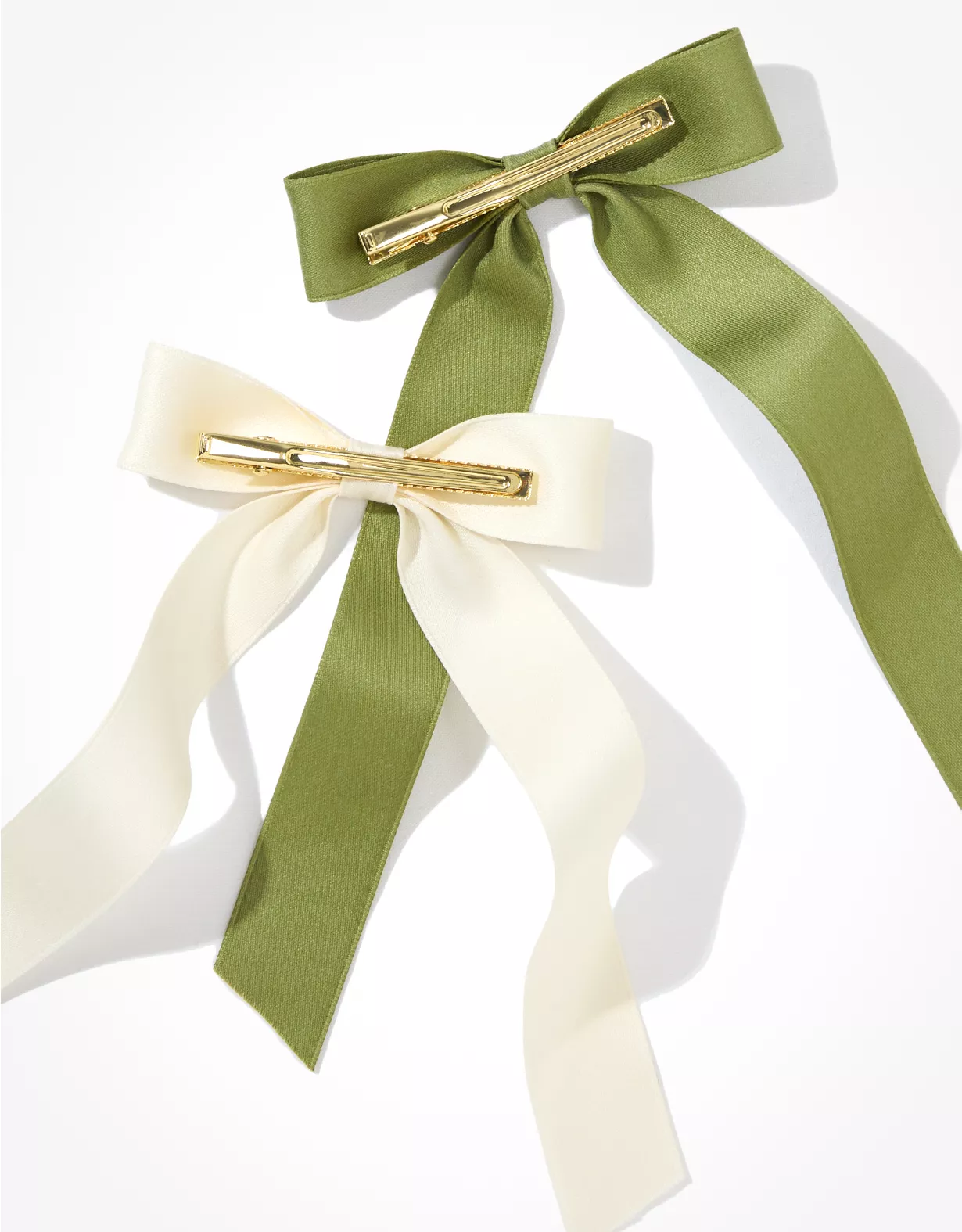 AEO Green + Cream Hair Bow 2-Pack 4 AEO Green + Cream Hair Bow 2-Pack - Image 2