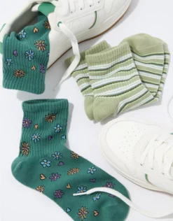AE Daisy Striped Boyfriend Sock 2-Pack