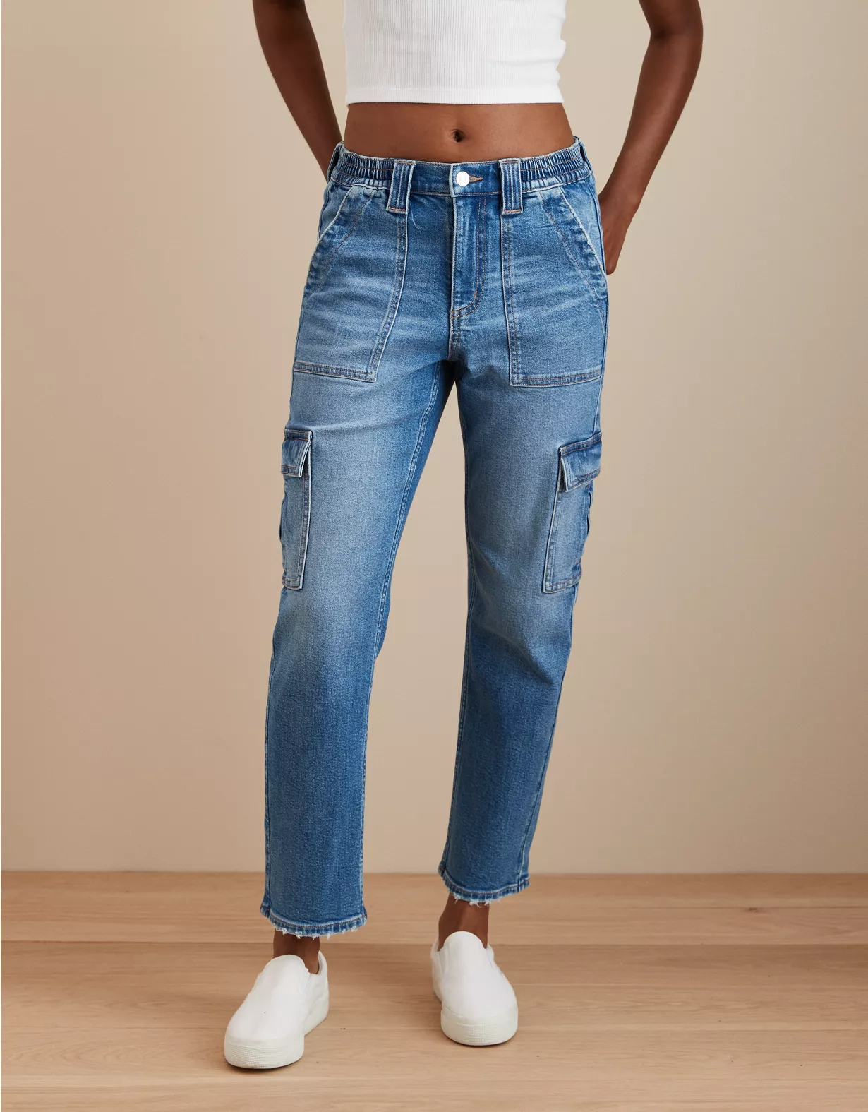 AE Stretch Super High-Waisted Ankle Straight Cargo Jean 3 AE Stretch Super High-Waisted Ankle Straight Cargo Jean