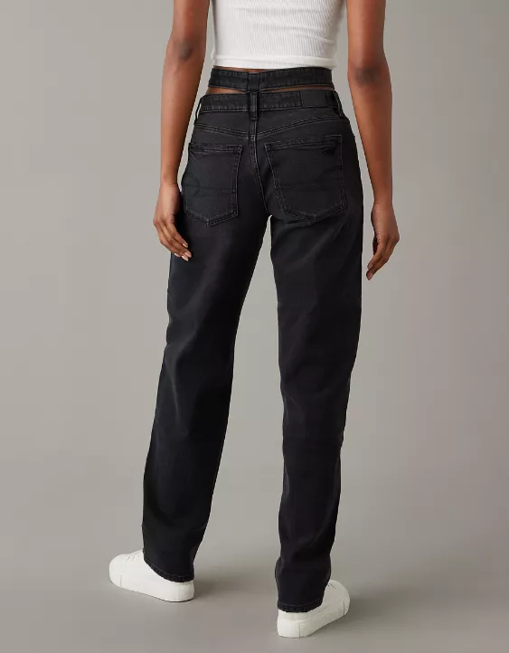 AE Stretch Super High-Waisted Baggy Straight Cut-Out Jean 4 AE Stretch Super High-Waisted Baggy Straight Cut-Out Jean - Image 2