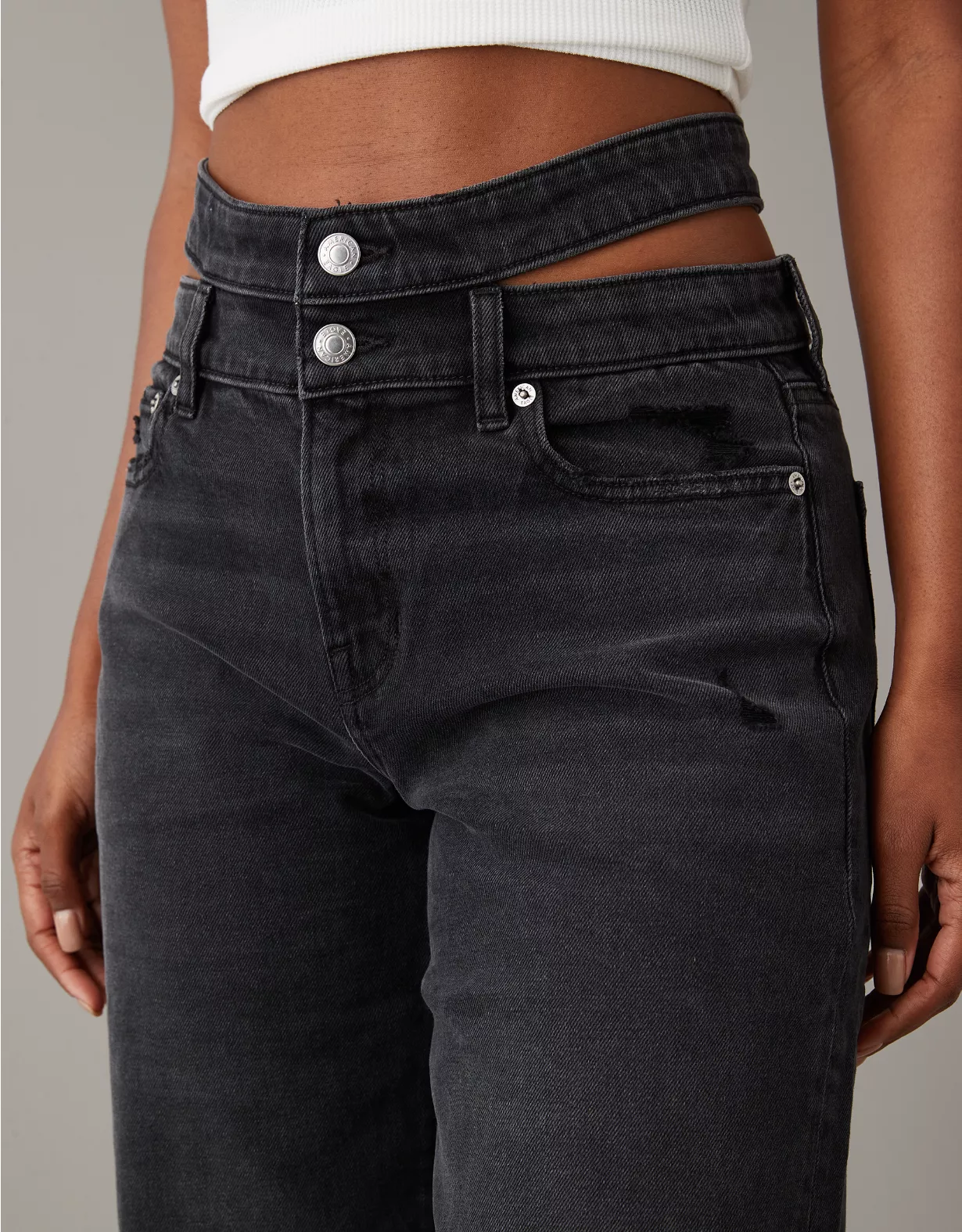 AE Stretch Super High-Waisted Baggy Straight Cut-Out Jean 3 AE Stretch Super High-Waisted Baggy Straight Cut-Out Jean