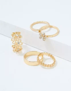 AE Gold Floral Ring 5-Pack