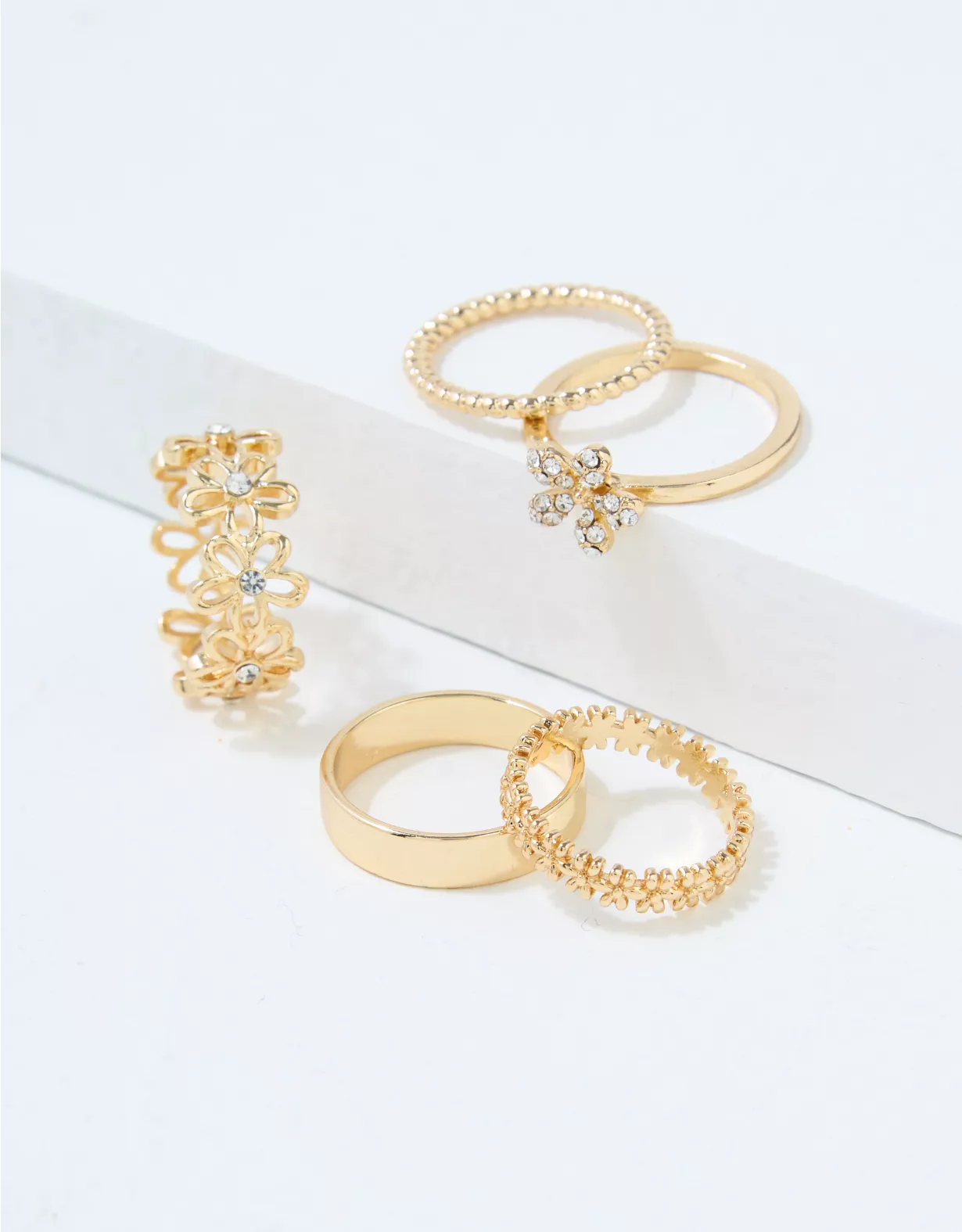 AE Gold Floral Ring 5-Pack 3 AE Gold Floral Ring 5-Pack
