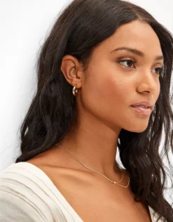 AE Keepers Collection 14K Gold Plated Tubular Hoop Earring
