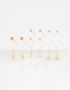 AEO Coral Stud + Hoop Earring 18-Pack -Aerie 0484 6519 900 d1