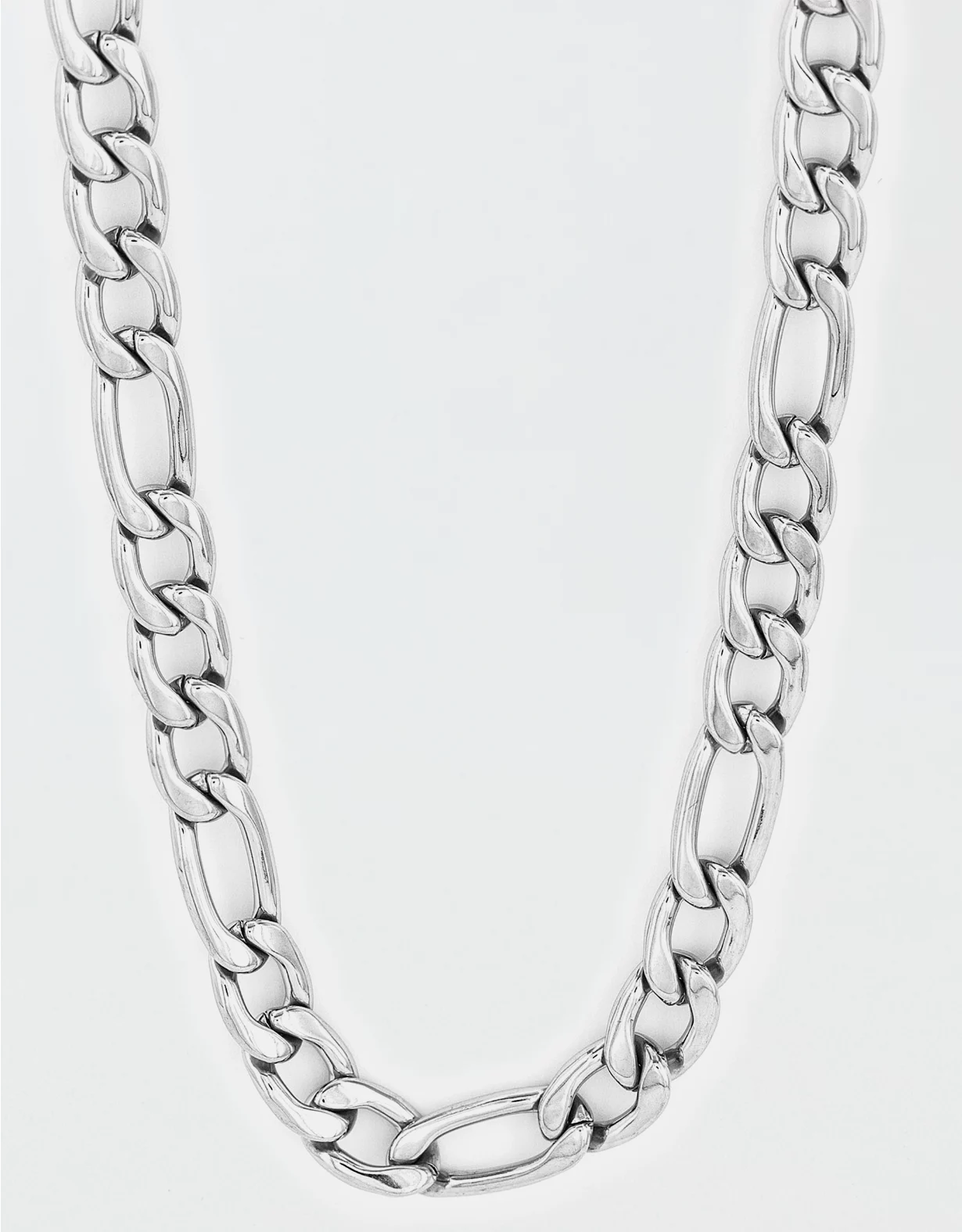 West Coast Jewelry Polished Stainless Steel Figaro Chain Necklace 3 West Coast Jewelry Polished Stainless Steel Figaro Chain Necklace