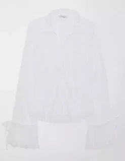 AE Mesh Ruffled Shirt 7 AE Mesh Ruffled Shirt -Aerie 0536 5273 100 f