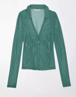 AE Mesh Button-Up Shirt -Aerie 0536 5307 788 f