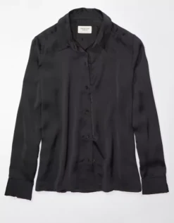 AE Satin Button-Up Shirt -Aerie 0536 5359 001 f
