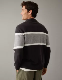 AE Long-Sleeve Striped Sweater Polo -Aerie 1149 1797 001 ob