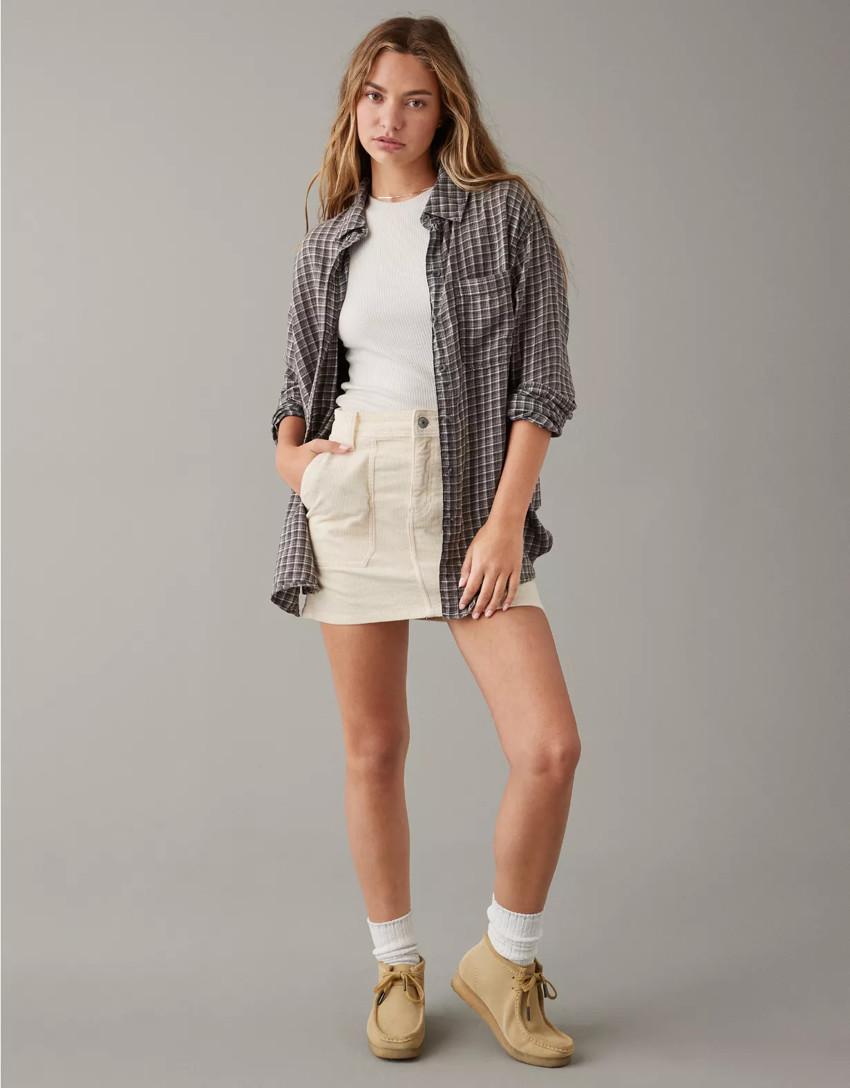 AE Oversized Plaid Flannel Shirt 3 AE Oversized Plaid Flannel Shirt