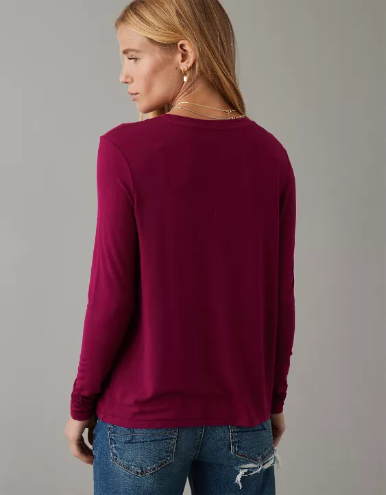 AE Soft & Sexy Long-Sleeve Pocket Tee 4 AE Soft & Sexy Long-Sleeve Pocket Tee - Image 2
