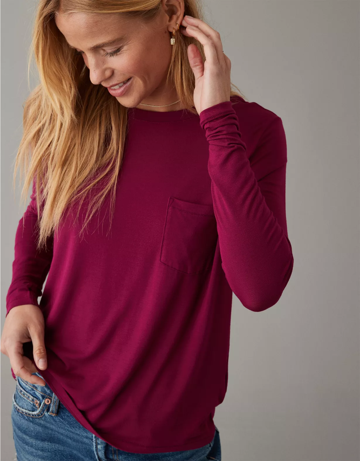 AE Soft & Sexy Long-Sleeve Pocket Tee 3 AE Soft & Sexy Long-Sleeve Pocket Tee
