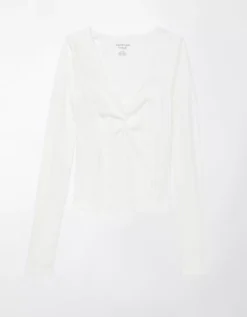 AE Long-Sleeve Cinch-Front Cropped Tee 7 AE Long-Sleeve Cinch-Front Cropped Tee -Aerie 3376 9031 100 f