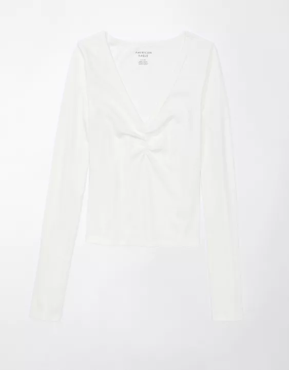 AE Long-Sleeve Cinch-Front Cropped Tee 5 AE Long-Sleeve Cinch-Front Cropped Tee - Image 3